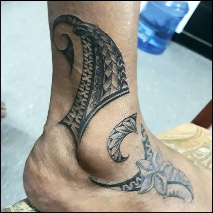 tribal maori ankle tattoos