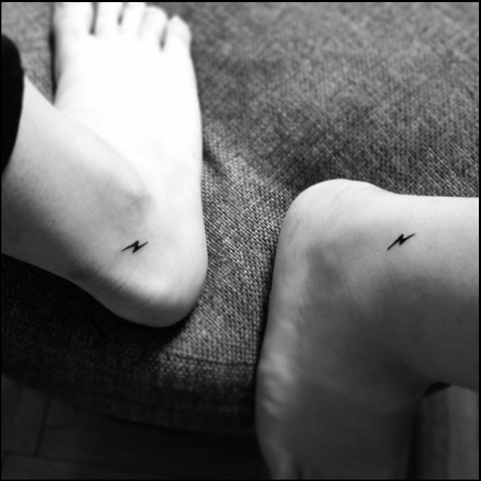 lightning bolt ankle tattoos