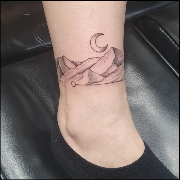 mountain moon ankle tattoos