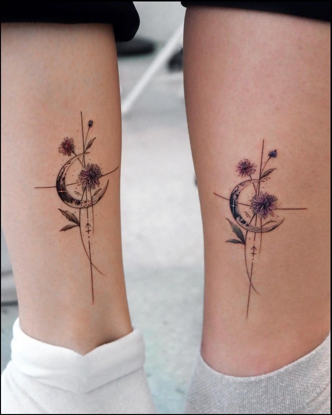 moon ankle tattoos