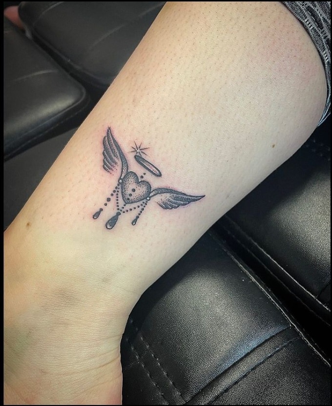 Small Angel Wing Tattoo On Ankle