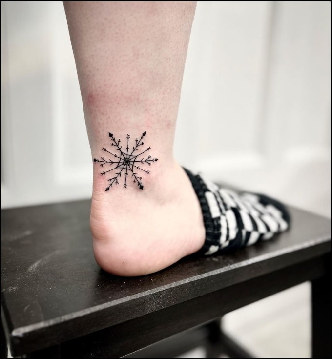 snowflake tattoos for ankle