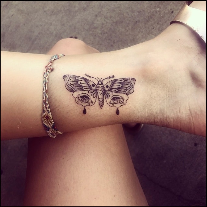 butterfly ankle tattoos for girls