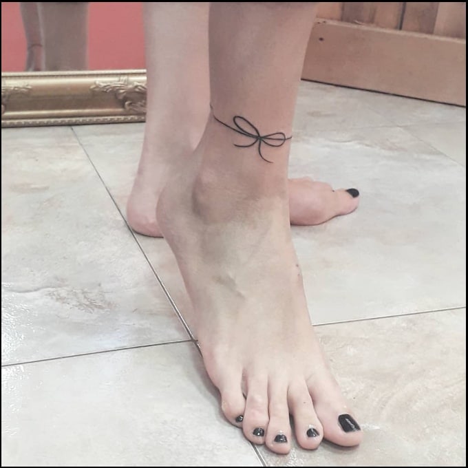 bow bracelet ankle tattoos