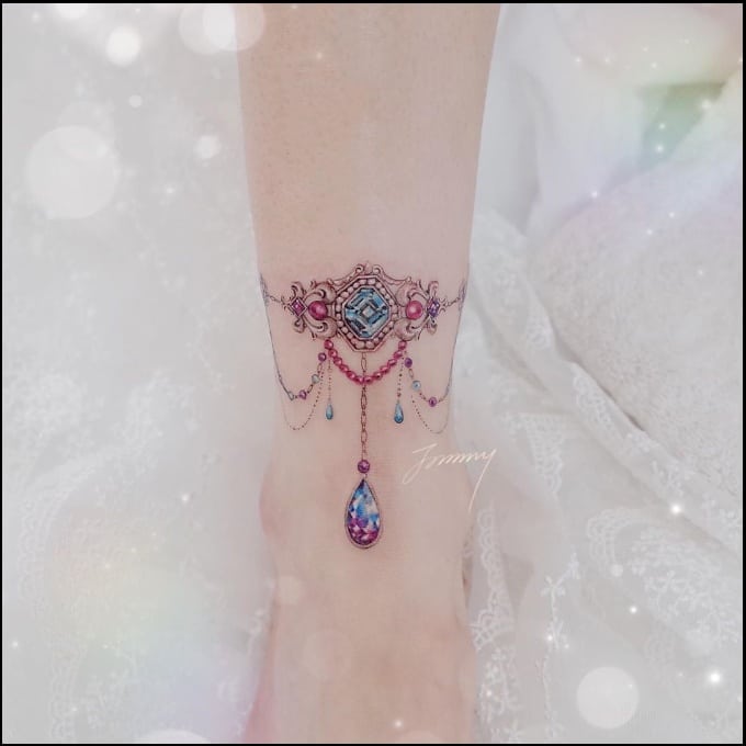 small ankle diamond tattoos