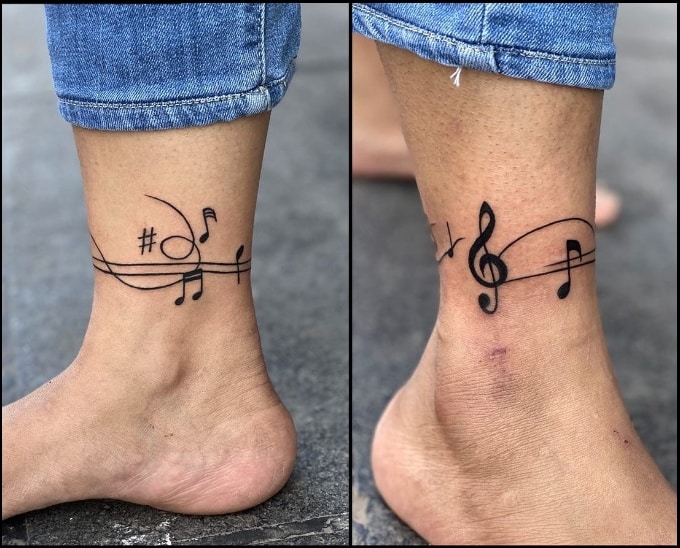 music ankle tattoos