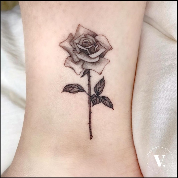 rose ankle tattoos