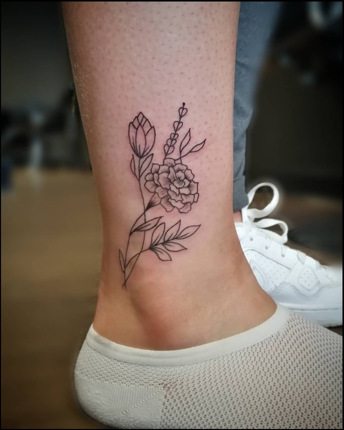 flower ankle tattoos for women