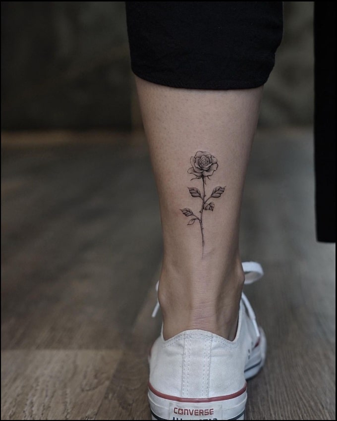 flower ankle tattoos