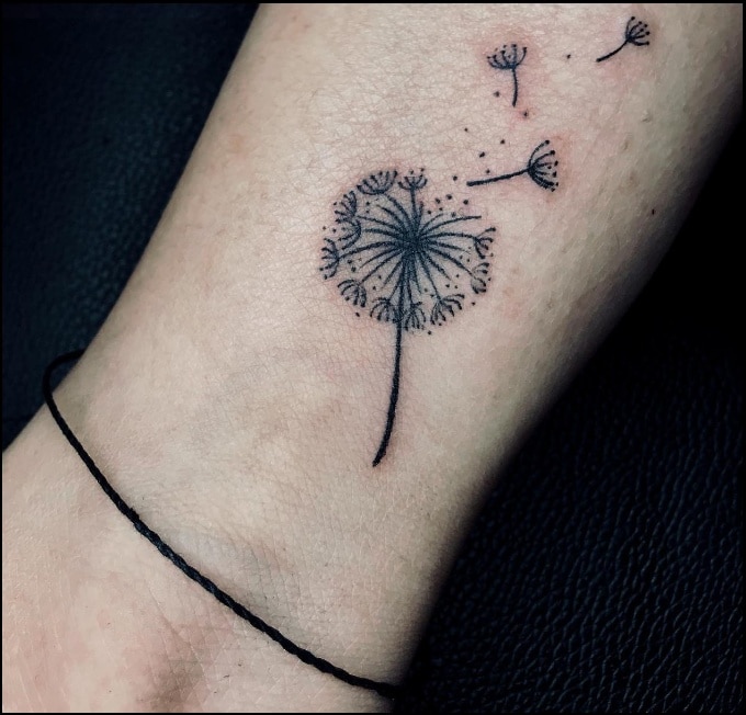 dandelion flower tattoo for ankle