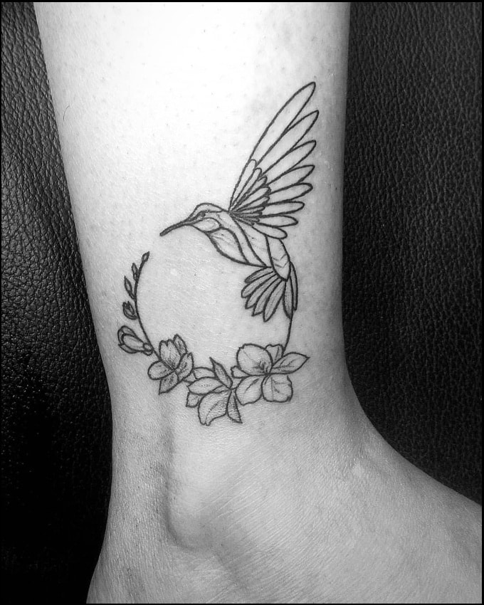 hummingbird ankle tattoos