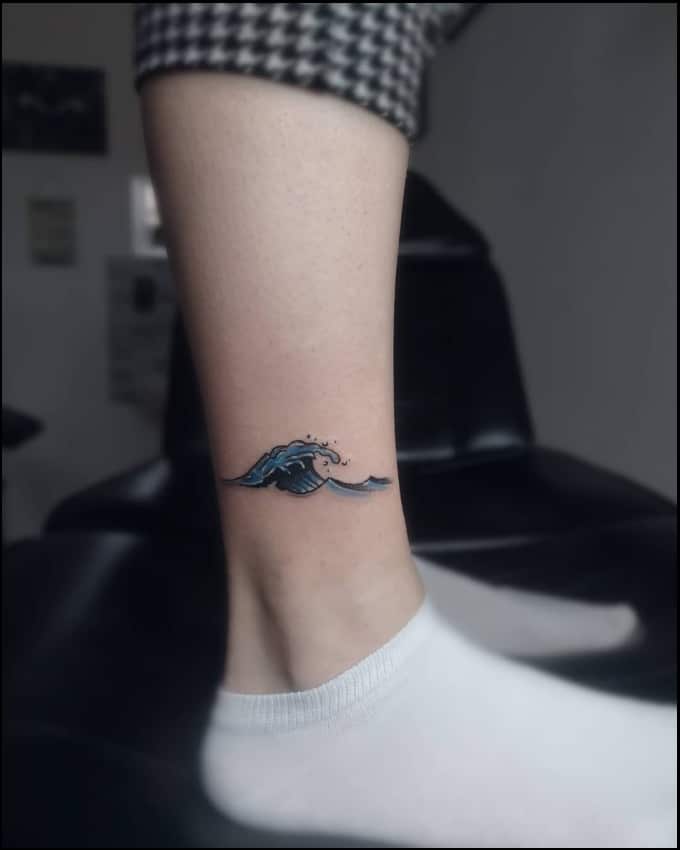 wave ankle tattoos