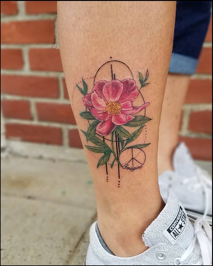 flower ankle tattoos