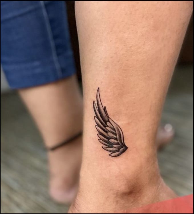 wings ankle tattoos