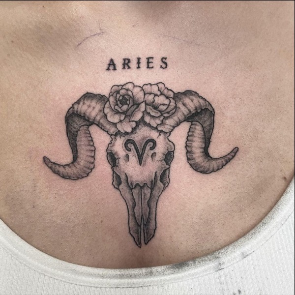 aries animal skull tattoos