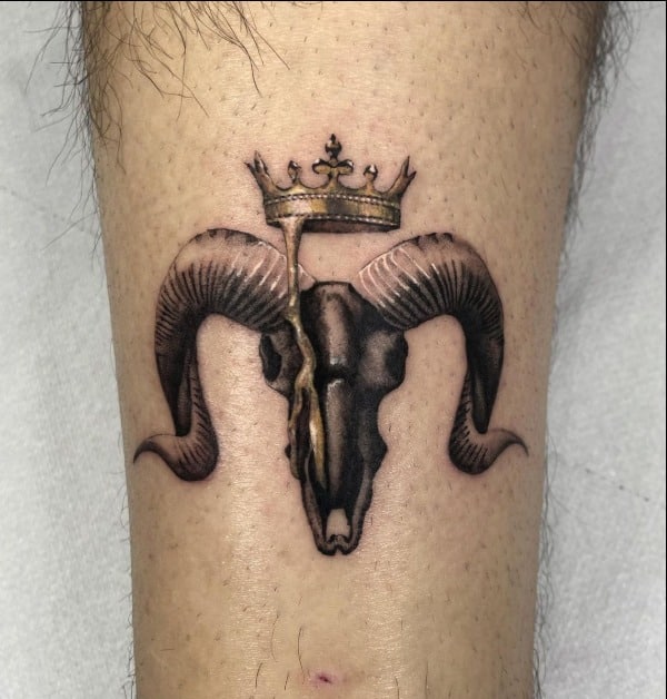 aries tattoo designs with crown