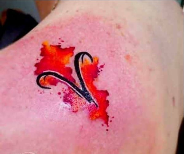 watercolor aries shoulder tattoos