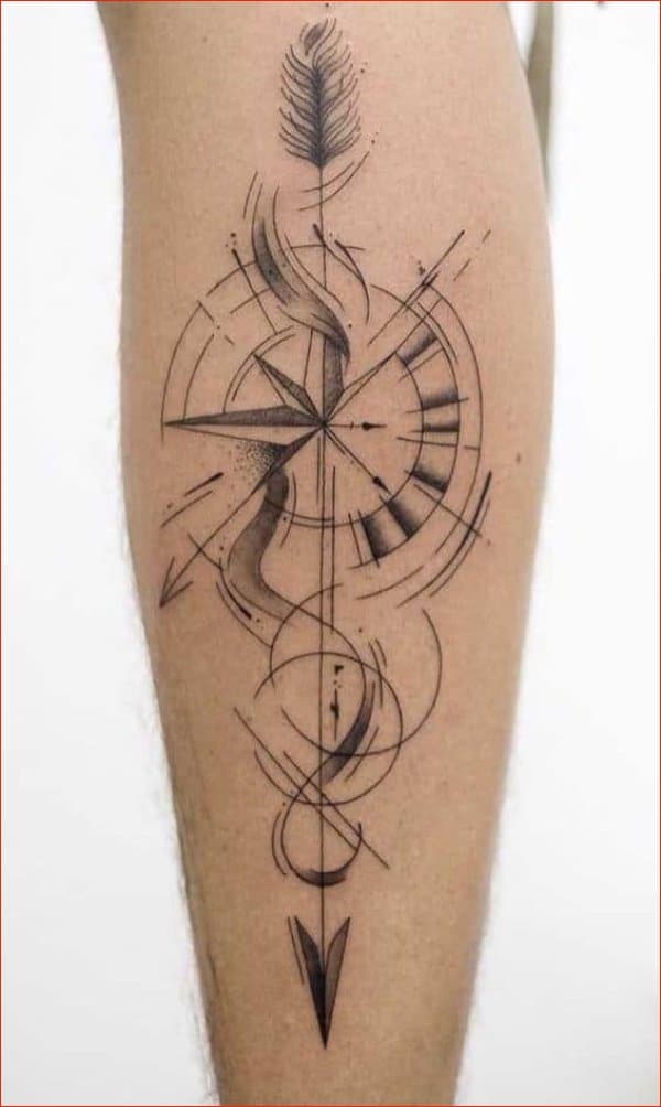 arrow tattoo with compass