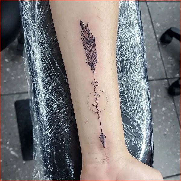 Best arrow tattoos with feather