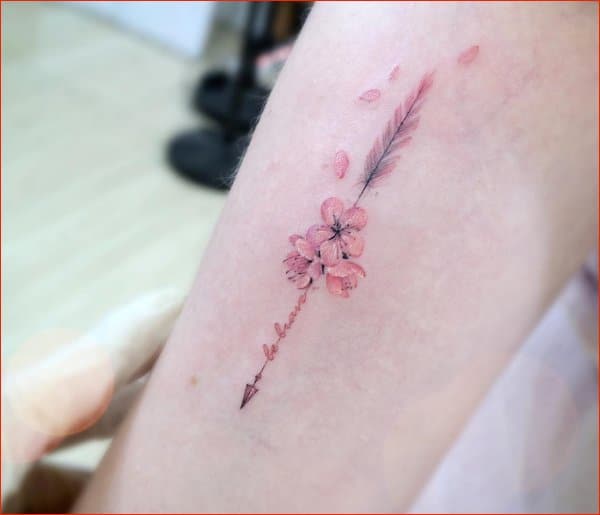 Best arrow tattoos with pink color