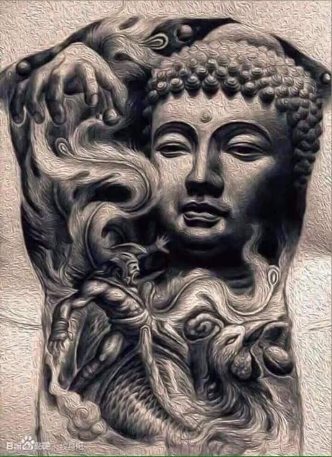 Buddha tattoo on back