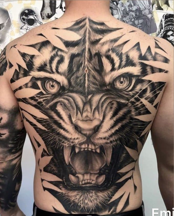 tiger back tattoos