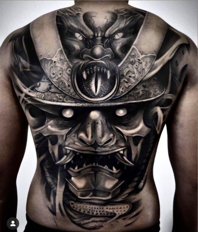 Full back samurai tattoo designs