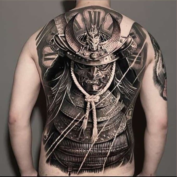 Realistic Back Warrior Tattoo by Aero  inkeaters