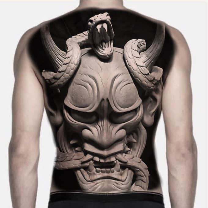 Angle vs Demon Backpiece by Larry Brogan TattooNOW