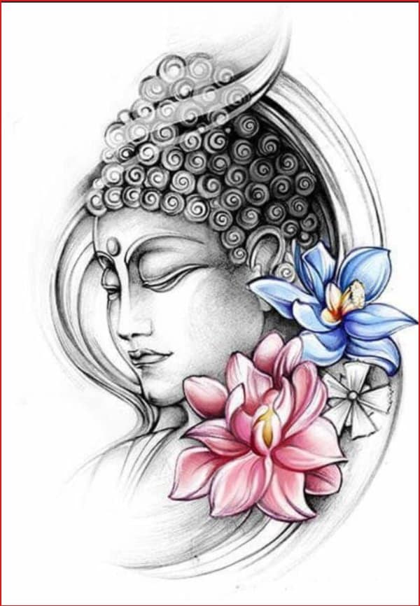 Buddha and lotus drawing tattoos