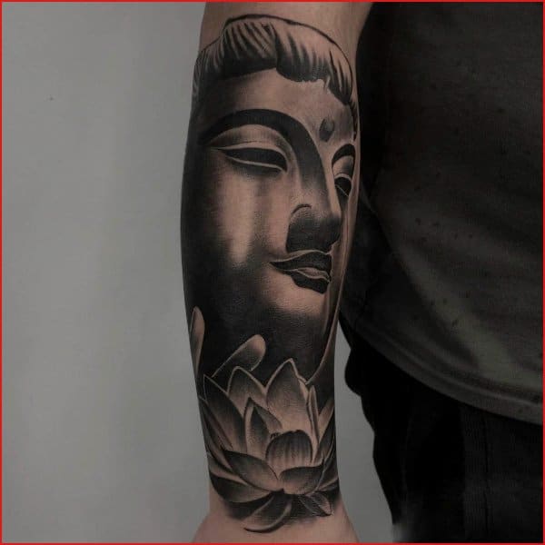 England London London Tattoo Convention Tattooed Arm Showing Buddha  Images Stock Photo  Alamy