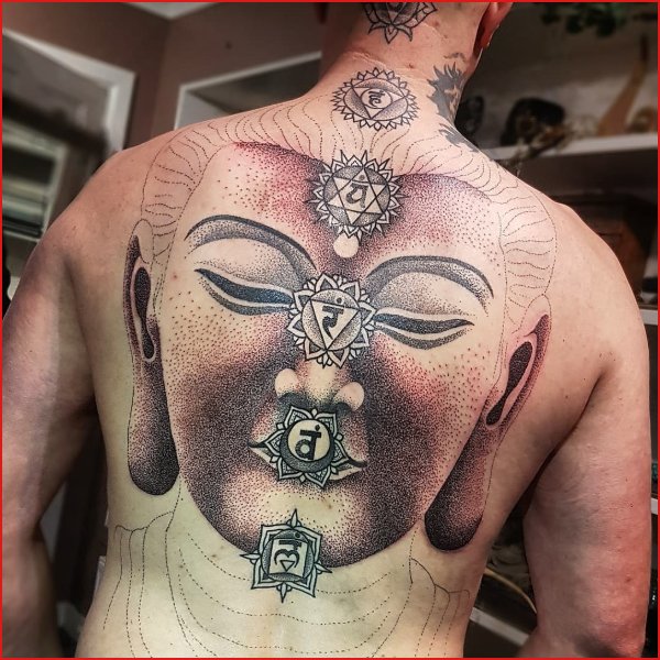 Tattoo uploaded by Obi  SYNCHRONOCITY Geometric Buddha with Church window  mandala chest panel thank you for looking Buddha head healed follow me  on Facebook Instagram at  obi10 httpswwwfacebookcomobi1art  wwwobi1artcom SYNCHRONICITY 