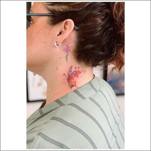 butterfly tattoos on neck