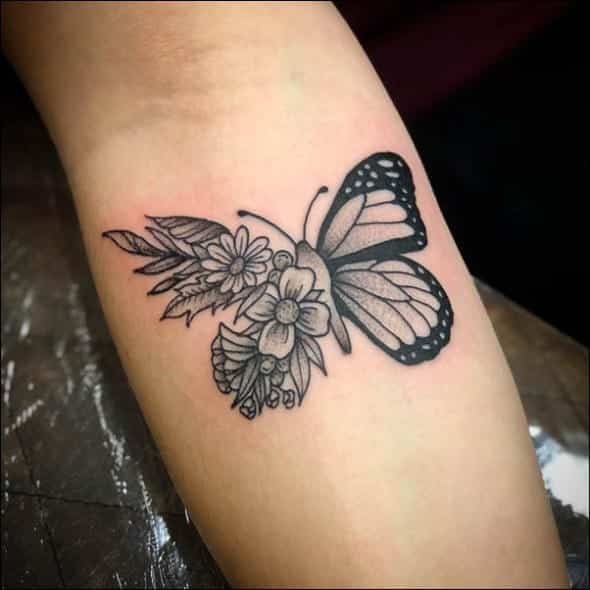 black and grey butterfly tattoo