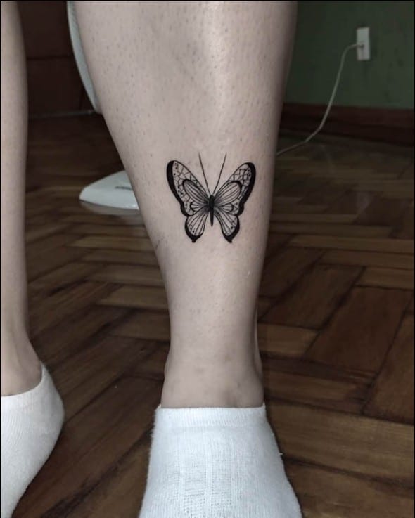 butterfly tattoo on leg
