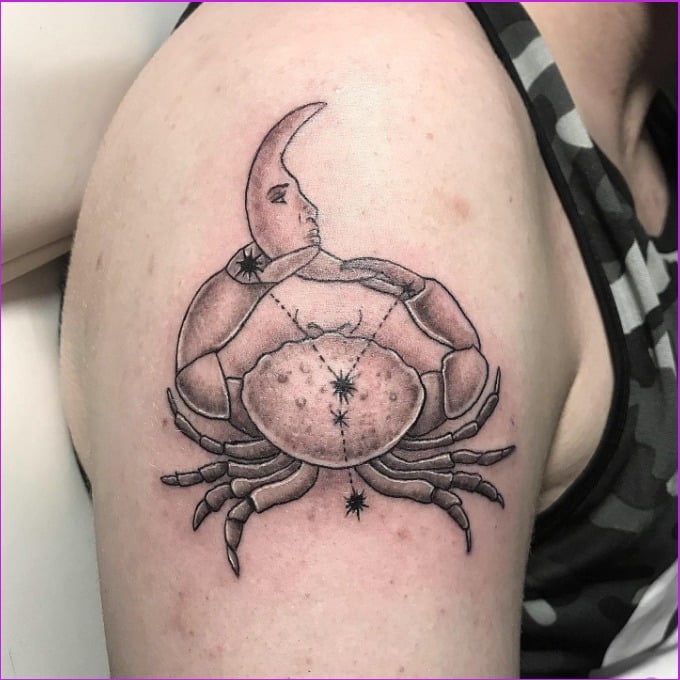 crab with constellation tattoos
