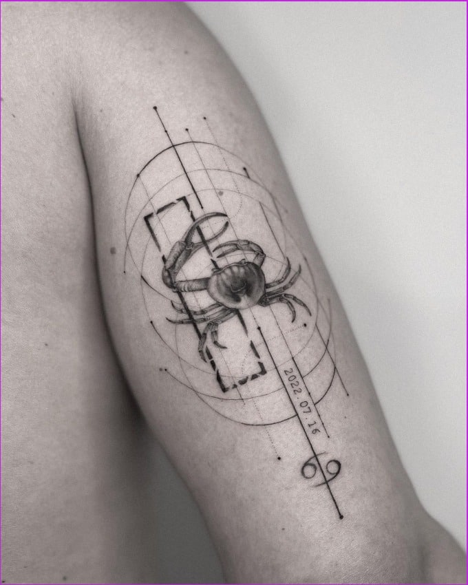 cancer zodiac geometric tattoo