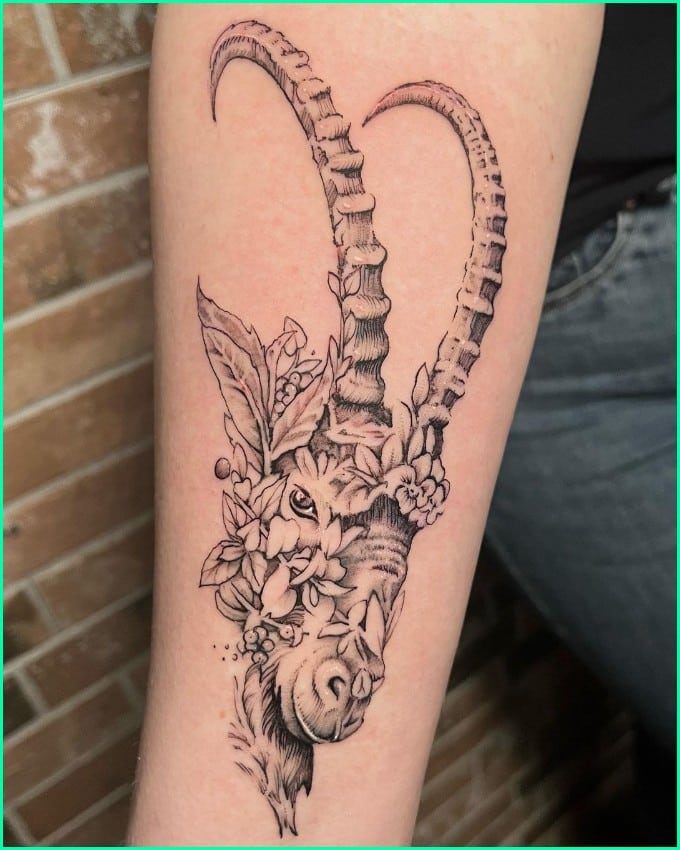 capricorn goat head tattoo