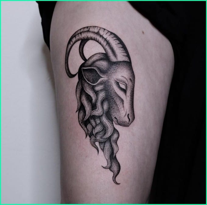 capricorn goat head tattoo