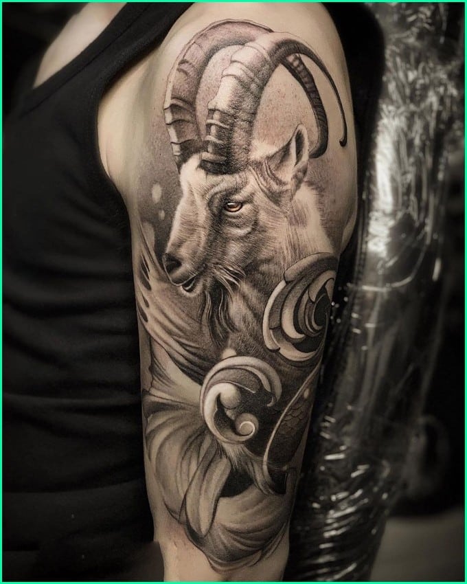 capricorn goat head tattoo