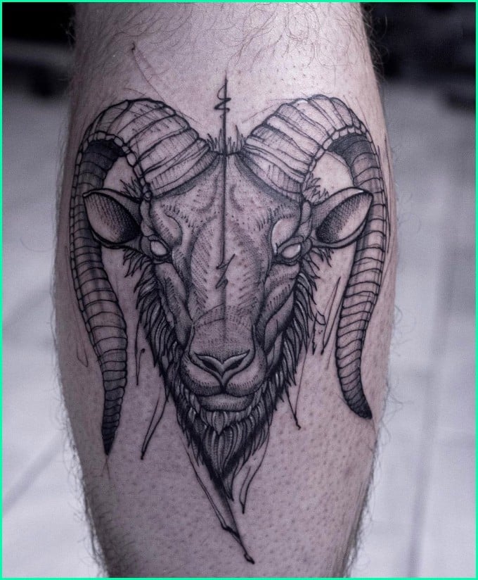 capricorn goat head tattoo