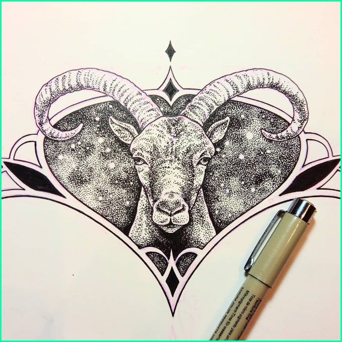 capricorn goat head tattoo