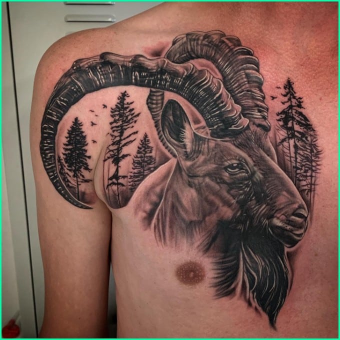 capricorn goat head tattoo