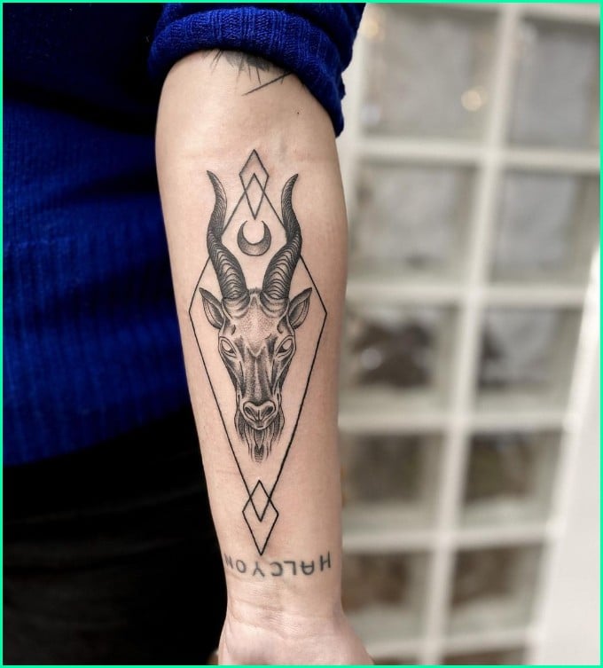 geometric capricorn tattoo