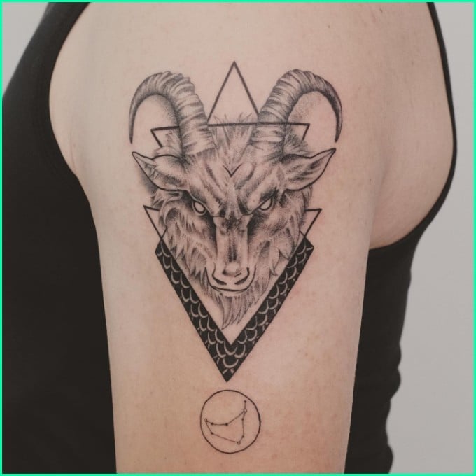 capricorn goat head tattoo