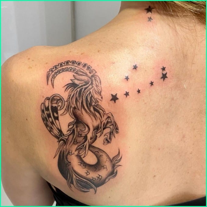 capricorn goat tattoos with stars