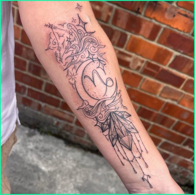 capricorn flower tattoo
