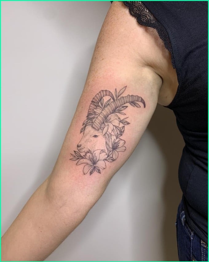 capricorn flower tattoo