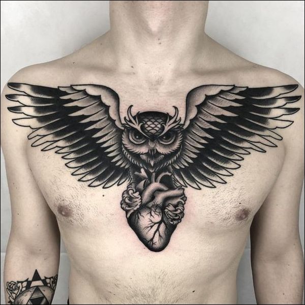 owl chest tattoos designs ideas