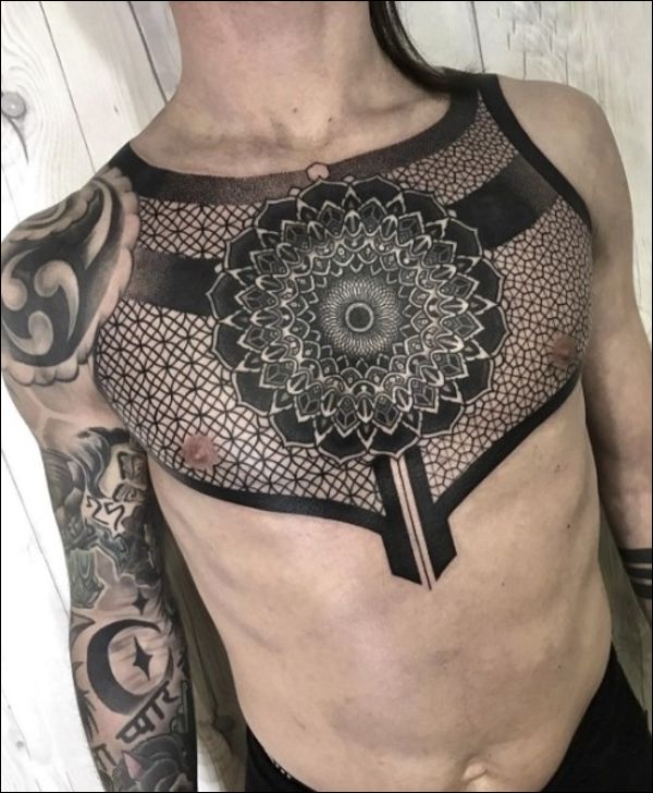 mandala chest tattoos